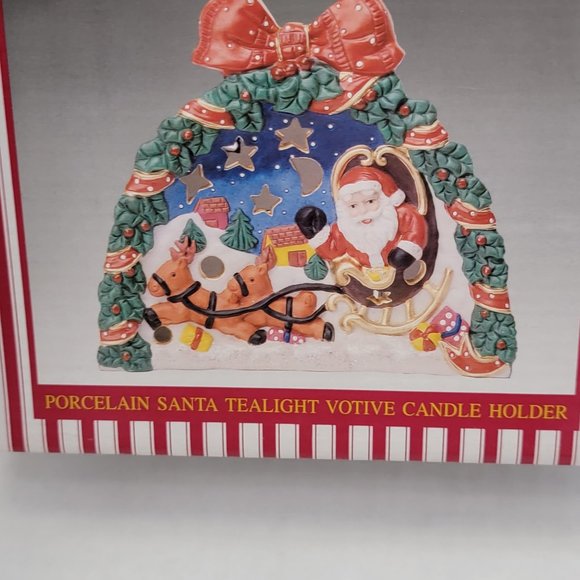 Gift Collection Porcelain CSanta Tealight Votive Candle Holder Christmas Sled - Picture 3 of 13